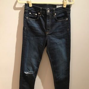 Rag & Bone High Rise Skinny Ankle Ripped Jean
